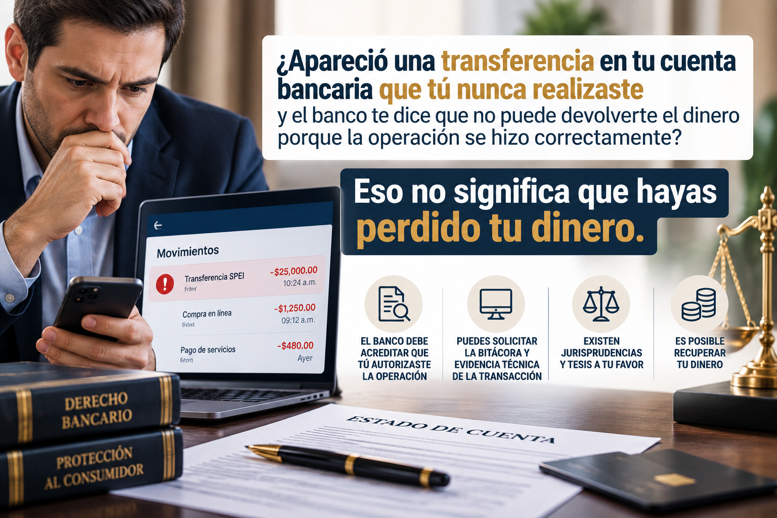 ¿Apareció una transferencia en tu cuenta que tú nunca realizaste? La carga de la prueba es del banco